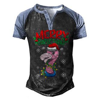 Christmas Flamingo Sweet Christmas Animals Men's Henley Shirt Raglan Sleeve 3D Print T-shirt - Thegiftio UK