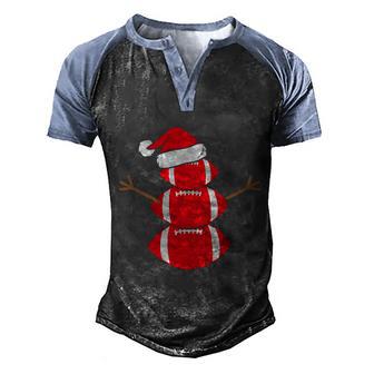 Christmas Snowman Football Santa Hat Xmas Graphic Design Printed Casual Daily Basic Men's Henley Shirt Raglan Sleeve 3D Print T-shirt - Thegiftio UK