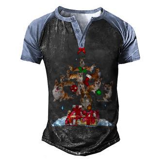 Christmas Tree Corgi Gift T Men's Henley Shirt Raglan Sleeve 3D Print T-shirt - Thegiftio UK