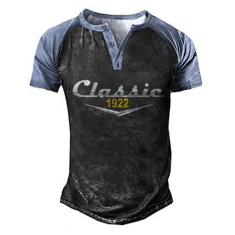 Classic 1922 Vintage 100Th Birthday Graphic Design Printed Casual Daily Basic Men's Henley Shirt Raglan Sleeve 3D Print T-shirt - Thegiftio UK