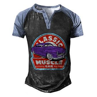 Classic Muscle Car Graphic Design Printed Casual Daily Basic Men's Henley Shirt Raglan Sleeve 3D Print T-shirt - Thegiftio UK