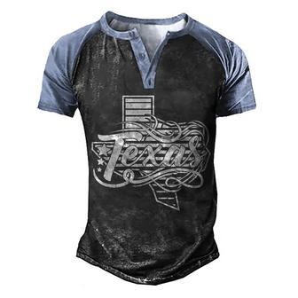 Classic Texas State Graphic Design Printed Casual Daily Basic Men's Henley Shirt Raglan Sleeve 3D Print T-shirt - Thegiftio UK