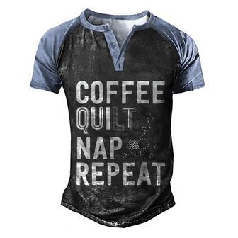 Coffee Quilt Nap Repeat Quilting For Women Quilter Graphic Design Printed Casual Daily Basic Men's Henley Shirt Raglan Sleeve 3D Print T-shirt - Thegiftio UK