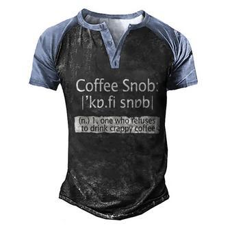 Coffee Snob Definition Graphic Design Printed Casual Daily Basic Men's Henley Shirt Raglan Sleeve 3D Print T-shirt - Thegiftio UK