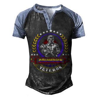 Colombian Veteran Men's Henley Shirt Raglan Sleeve 3D Print T-shirt - Thegiftio UK