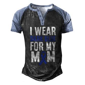 Colon Cancer I Wear Dark Blue For Mom Colon Cancer Support Graphic Design Printed Casual Daily Basic Men's Henley Shirt Raglan Sleeve 3D Print T-shirt - Thegiftio UK