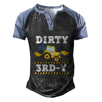 Construction Truck Funny 3Rd Birthday Excavator 3 Digger Graphic Design Printed Casual Daily Basic Men's Henley Shirt Raglan Sleeve 3D Print T-shirt - Thegiftio UK