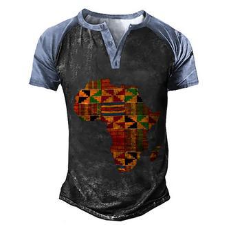 Cool Africa Map Kente Cloth Gift For African Lover Cute Gift Graphic Design Printed Casual Daily Basic Men's Henley Shirt Raglan Sleeve 3D Print T-shirt - Thegiftio UK