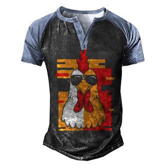 Cool Rooster Wearing Sunglasses 2 Men's Henley Shirt Raglan Sleeve 3D Print T-shirt - Thegiftio UK