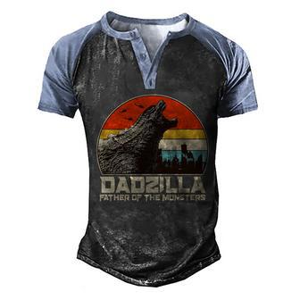 Cool Vintage Dadzilla Father Of Monsters Graphic Design Printed Casual Daily Basic Men's Henley Shirt Raglan Sleeve 3D Print T-shirt - Thegiftio UK