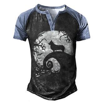 Corgi Halloween Dog T Men's Henley Shirt Raglan Sleeve 3D Print T-shirt - Thegiftio UK
