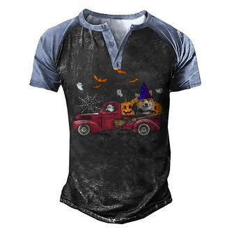 Corgi Halloween Pumpkin T- Men's Henley Shirt Raglan Sleeve 3D Print T-shirt - Thegiftio UK