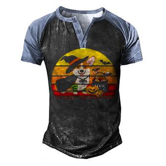 Corgi Pumpkin Halloween T Men's Henley Shirt Raglan Sleeve 3D Print T-shirt - Thegiftio UK