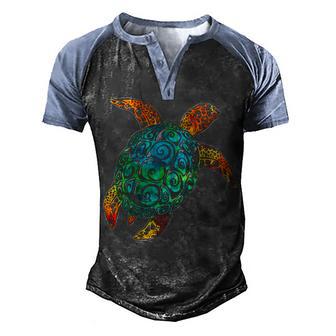 Cosmic Watercolor Sea Turtle Men's Henley Shirt Raglan Sleeve 3D Print T-shirt - Thegiftio UK