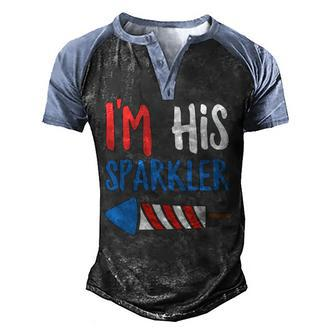 Couples Matching 4Th Of July - Im His Sparkler Men's Henley Shirt Raglan Sleeve 3D Print T-shirt