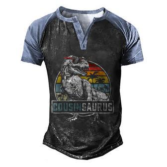 Cousinsaurus Dino Cousin Funny Gift T Men's Henley Shirt Raglan Sleeve 3D Print T-shirt - Thegiftio UK