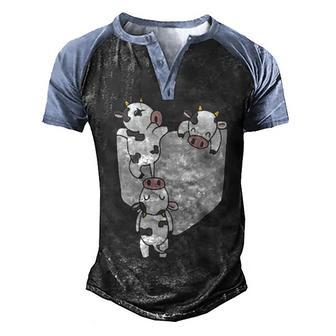 Cow Pocket Funny Milk Cow In A Bag Men's Henley Shirt Raglan Sleeve 3D Print T-shirt - Thegiftio UK