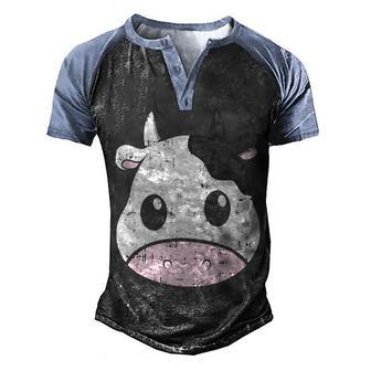 Cow Print Skin Pattern Kawaii Face Men's Henley Shirt Raglan Sleeve 3D Print T-shirt - Thegiftio UK