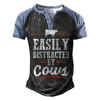 Cow Women Cow Lover Gifts Cow Farmer Rancher Men's Henley Shirt Raglan Sleeve 3D Print T-shirt - Thegiftio UK