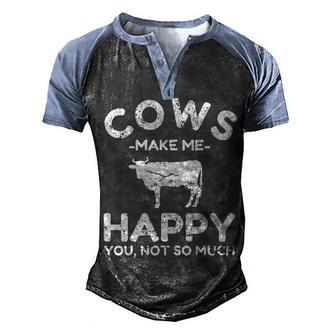 Cows Make Me Happy Graphic Design Printed Casual Daily Basic Men's Henley Shirt Raglan Sleeve 3D Print T-shirt - Thegiftio UK