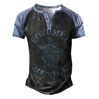 Cozumel Mexico Sea Turtle Men's Henley Shirt Raglan Sleeve 3D Print T-shirt - Thegiftio UK
