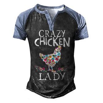 Crazy Chicken Lady V2 Men's Henley Shirt Raglan Sleeve 3D Print T-shirt - Thegiftio UK