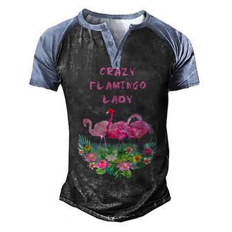 Crazy Flamingo Lady Watercolor Pink Bird Flock Collector Graphic Design Printed Casual Daily Basic Men's Henley Shirt Raglan Sleeve 3D Print T-shirt - Thegiftio UK
