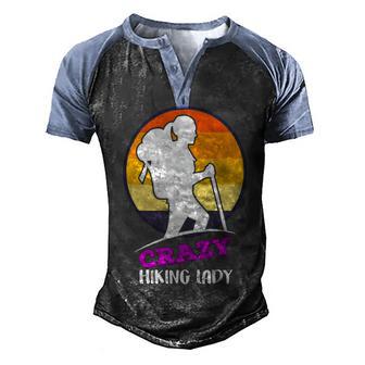 Crazy Hiking Lady T Men's Henley Shirt Raglan Sleeve 3D Print T-shirt - Thegiftio UK