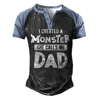 Created A Monster Men's Henley Shirt Raglan Sleeve 3D Print T-shirt - Seseable