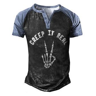 Creep It Real Skeleton Hand Funny Halloween Graphic Design Printed Casual Daily Basic Men's Henley Shirt Raglan Sleeve 3D Print T-shirt - Thegiftio UK