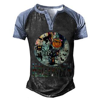 Creepy Halloween Moon Spider Pumpkin Witch Ghost Graphic Design Printed Casual Daily Basic Men's Henley Shirt Raglan Sleeve 3D Print T-shirt - Thegiftio UK