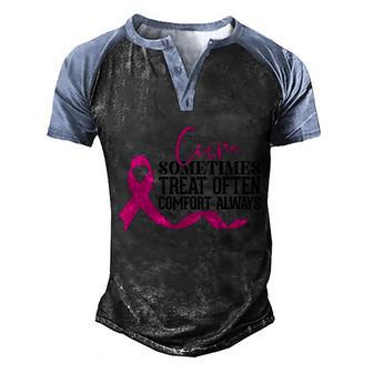 Cure Sometimes Treat Often Comfort Always Pink Ribbon Breast Cancer Men's Henley Shirt Raglan Sleeve 3D Print T-shirt - Thegiftio UK