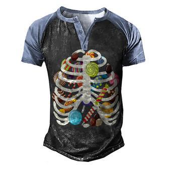 Cute Candy Skeleton Rib Cage Halloween Graphic Design Printed Casual Daily Basic Men's Henley Shirt Raglan Sleeve 3D Print T-shirt - Thegiftio UK