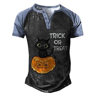 Cute Cat Trick Or Treat Black Cat Halloween Graphic Design Printed Casual Daily Basic V2 Men's Henley Shirt Raglan Sleeve 3D Print T-shirt - Thegiftio UK