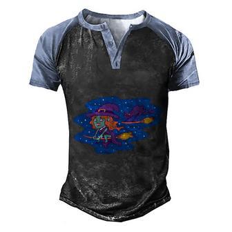 Cute Flying Witch Graphic Design Printed Casual Daily Basic Men's Henley Shirt Raglan Sleeve 3D Print T-shirt - Thegiftio UK