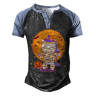 Cute Funny Halloween Unicorn Mummy Graphic Design Printed Casual Daily Basic Men's Henley Shirt Raglan Sleeve 3D Print T-shirt - Thegiftio UK
