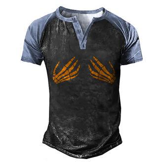 Cute Halloween Funny Halloween Day Bones Boobs Skeleton Hand Halloween Ske Men's Henley Shirt Raglan Sleeve 3D Print T-shirt - Thegiftio UK