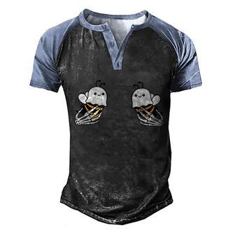 Cute Halloween Funny Halloween Day Boo Bees Boo Bees Halloween Graphic Design Printed Casual Daily Basic Men's Henley Shirt Raglan Sleeve 3D Print T-shirt - Thegiftio UK