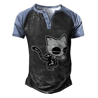 Cute Halloween Funny Halloween Day Cute Ghost Skelekat Graphic Design Printed Casual Daily Basic Men's Henley Shirt Raglan Sleeve 3D Print T-shirt - Thegiftio UK