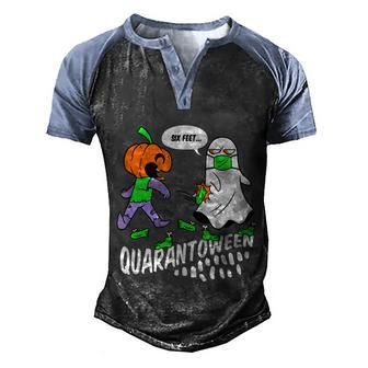 Cute Halloween Funny Halloween Day Halloween Funny Quarantoween 6 Feet Pumpkin Men's Henley Shirt Raglan Sleeve 3D Print T-shirt - Thegiftio UK