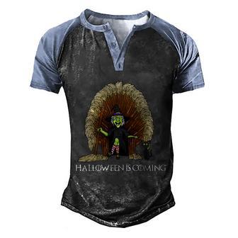 Cute Halloween Funny Halloween Day Halloween Is Coming Witch Brooms Throne Men's Henley Shirt Raglan Sleeve 3D Print T-shirt - Thegiftio UK