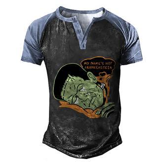 Cute Halloween Funny Halloween Day My Name Is Not Frankenstein Graphic Design Printed Casual Daily Basic Men's Henley Shirt Raglan Sleeve 3D Print T-shirt - Thegiftio UK