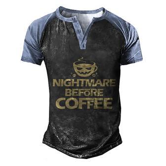 Cute Halloween Funny Halloween Day Nightmare Before Coffee Halloween Men's Henley Shirt Raglan Sleeve 3D Print T-shirt - Thegiftio UK