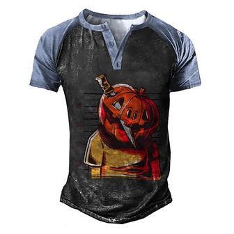 Cute Halloween Funny Halloween Day Prisoner Pumpkin Mug Shot Graphic Design Printed Casual Daily Basic Men's Henley Shirt Raglan Sleeve 3D Print T-shirt - Thegiftio UK