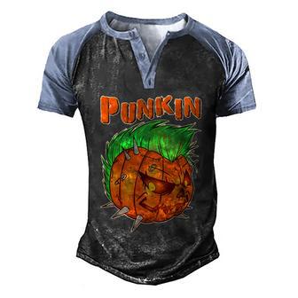 Cute Halloween Funny Halloween Day Punkin With Mohawk Funny Scary Halloween Men's Henley Shirt Raglan Sleeve 3D Print T-shirt - Thegiftio UK