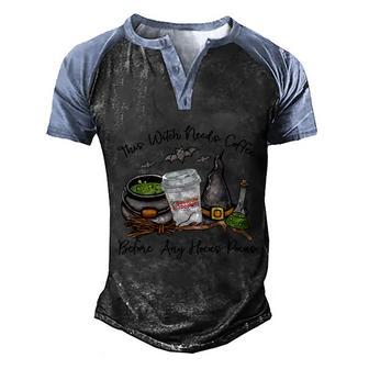 Cute Halloween Funny Halloween Day This Witch Needs Coffee Before Any Hocus Po Men's Henley Shirt Raglan Sleeve 3D Print T-shirt - Thegiftio UK