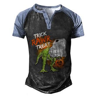 Cute Halloween Funny Halloween Day Trick Rawr Treat Halloween T Rex Dinosaur Men's Henley Shirt Raglan Sleeve 3D Print T-shirt - Thegiftio UK
