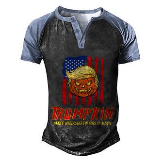Cute Halloween Funny Halloween Day Trumpkin American Flag Make Halloween Great Men's Henley Shirt Raglan Sleeve 3D Print T-shirt - Thegiftio UK