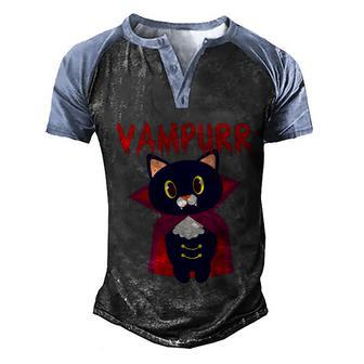 Cute Halloween Funny Halloween Day Vampurr Vampire Cat Graphic Design Printed Casual Daily Basic Men's Henley Shirt Raglan Sleeve 3D Print T-shirt - Thegiftio UK