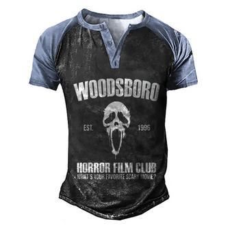 Cute Halloween Funny Halloween Day Woodsboro Horror Film Club Scary Movie Men's Henley Shirt Raglan Sleeve 3D Print T-shirt - Thegiftio UK